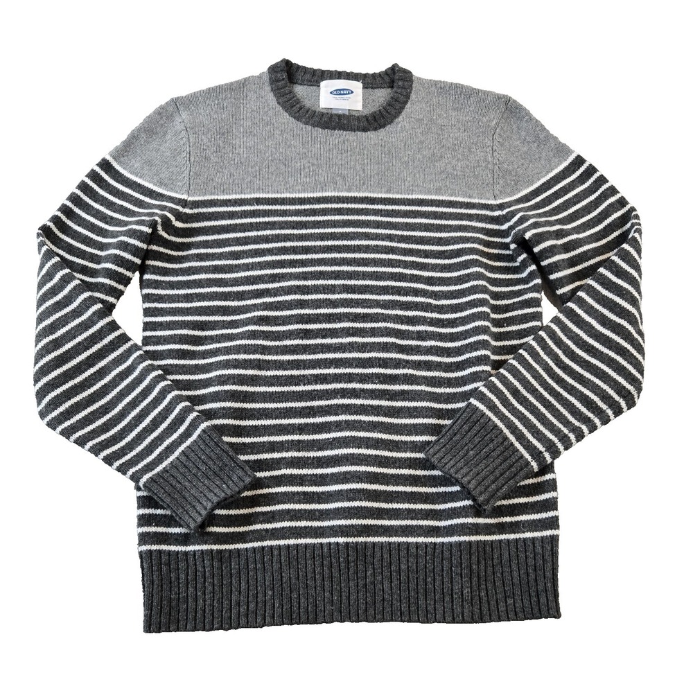 Old Navy Men's Pullover Sweater Stripes Wool Blend Long Sleeve Crew Neck Size S